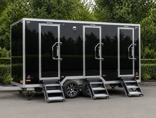 3-stall washroom trailer option for events, construction sites and private functions.