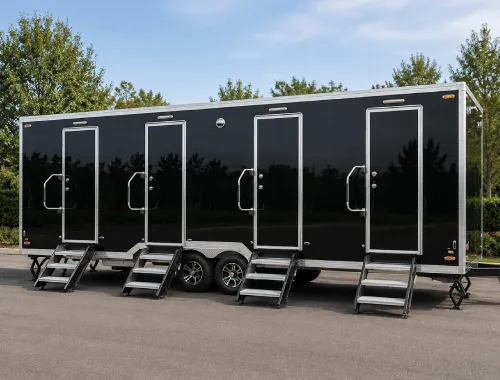 4-stall washroom trailer designed for larger events and busy outdoor sites.