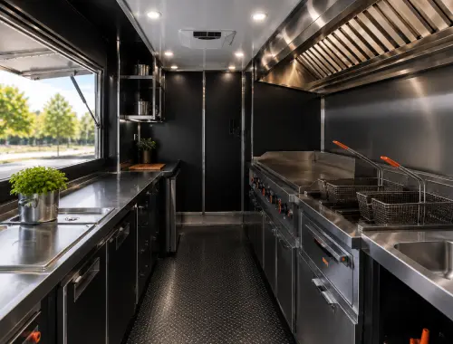 Fast food trailer build for quick-service mobile food businesses.