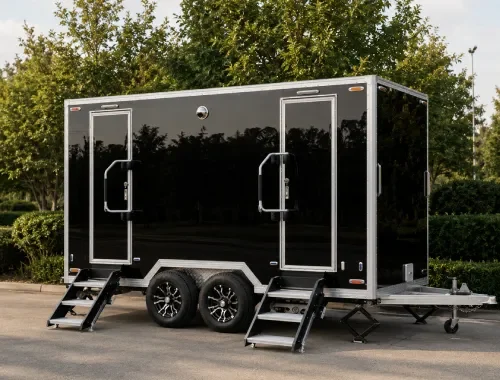 2-stall washroom trailer for smaller events, private parties and job sites.