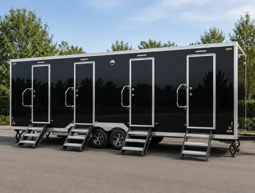 4-stall washroom trailer designed for larger events and busy outdoor sites.