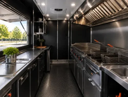 Fast food trailer build for quick-service mobile food businesses.
