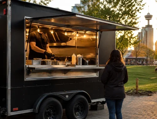 Mobile food business trailer setup for Calgary entrepreneurs and food operators.
